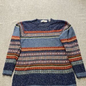 Marsh Landing Women’s  Multi Color-Blue and Red Knit Sweater- Size Large